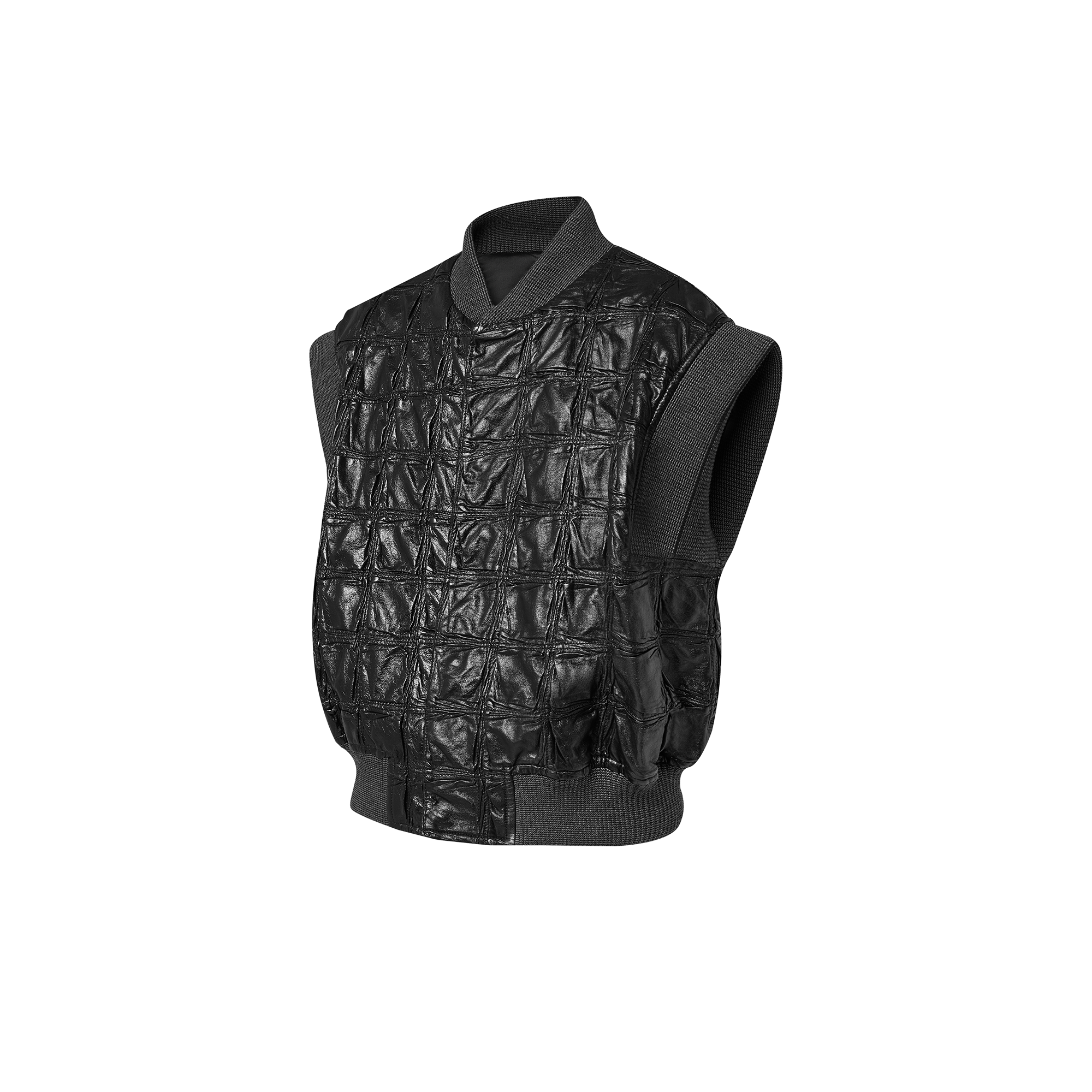 Check Leather Sleeveless Jacket Women ReadytoWear LOUIS VUITTON